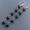 Orecchini In Argento 925 A Nodo Orafo Oro Rosa Con Onice Nera Tondo Piatto Briolette Sfaccettato A Mano