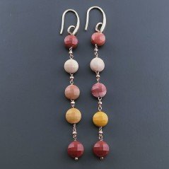 Orecchini In Argento 925 A Nodo Orafo Oro Rosa Con Mokaite Tondo Piatto Briolette Sfaccettato A Mano