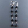 Orecchini In Argento 925 A Nodo Orafo Oro Rosa Con Onice Nera Tondo Piatto Briolette Sfaccettato A Mano