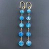 Orecchini In Argento 925 A Nodo Orafo Dorato Con Agata Blu Tondo Piatto Briolette Sfaccettato A Mano