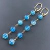 Orecchini In Argento 925 A Nodo Orafo Dorato Con Agata Blu Tondo Piatto Briolette Sfaccettato A Mano