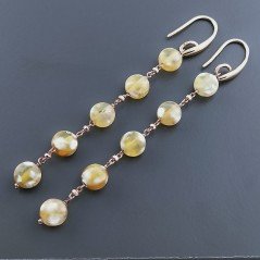 Orecchini In Argento 925 A Nodo Orafo Oro Rosa Con Agata Di Fuoco Tondo Piatto Briolette Sfaccettato A Mano