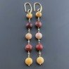Orecchini In Argento 925 A Nodo Orafo Dorato Con Mokaite Tondo Piatto Briolette Sfaccettato A Mano