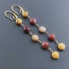 Orecchini In Argento 925 A Nodo Orafo Dorato Con Mokaite Tondo Piatto Briolette Sfaccettato A Mano
