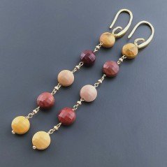 Orecchini In Argento 925 A Nodo Orafo Dorato Con Mokaite Tondo Piatto Briolette Sfaccettato A Mano