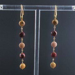 Orecchini In Argento 925 A Nodo Orafo Dorato Con Mokaite Tondo Piatto Briolette Sfaccettato A Mano