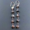 Orecchini In Argento 925 A Nodo Orafo Oro Rosa Con Agata Marrone Striata Tondo Piatto Briolette Sfaccettato A Mano