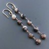Orecchini In Argento 925 A Nodo Orafo Oro Rosa Con Agata Marrone Striata Tondo Piatto Briolette Sfaccettato A Mano