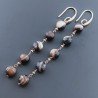 Orecchini In Argento 925 A Nodo Orafo Oro Rosa Con Agata Marrone Striata Tondo Piatto Briolette Sfaccettato A Mano