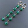 Orecchini In Argento 925 A Nodo Orafo Dorato Con Onice Verde Tondo Piatto Briolette Sfaccettato A Mano