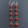 Orecchini In Argento 925 A Nodo Orafo Oro Rosa Con Corniola Rossa Tondo Piatto Briolette Sfaccettato A Mano