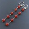 Orecchini In Argento 925 A Nodo Orafo Oro Rosa Con Corniola Rossa Tondo Piatto Briolette Sfaccettato A Mano