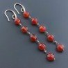 Orecchini In Argento 925 A Nodo Orafo Oro Rosa Con Corniola Rossa Tondo Piatto Briolette Sfaccettato A Mano