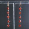Orecchini In Argento 925 A Nodo Orafo Oro Rosa Con Corniola Rossa Tondo Piatto Briolette Sfaccettato A Mano