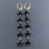 Orecchini In Argento 925 A Nodo Orafo Dorato Con Onice Nera Tondo Piatto Briolette Sfaccettato A Mano