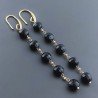 Orecchini In Argento 925 A Nodo Orafo Dorato Con Onice Nera Tondo Piatto Briolette Sfaccettato A Mano