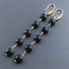 Orecchini In Argento 925 A Nodo Orafo Dorato Con Onice Nera Tondo Piatto Briolette Sfaccettato A Mano