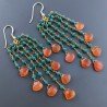 Orecchini Pioggia A Nodo Orafo Dorato Con Zircone Verde E Corniola Goccia Sfaccettato Briolette A Mano