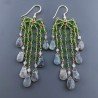 Orecchini Pioggia A Nodo Orafo Dorato Con Zircone Verde E Labradorite Goccia Sfaccettate Briolette A Mano