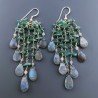 Orecchini Pioggia A Nodo Orafo Dorato Con Avventurina Verde E Labradorite Goccia Sfaccettato Briolette A Mano