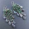 Orecchini Pioggia A Nodo Orafo Dorato Con Avventurina Verde E Labradorite Goccia Sfaccettato Briolette A Mano