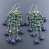 Orecchini Pioggia A Nodo Orafo Dorato Con Avventurina Verde E Lapis Lazuli Goccia Sfaccettato Briolette A Mano