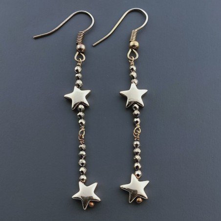 Orecchini A Nodo Orafo Dorato Con Ematite Dorato Forma Stella A Mano