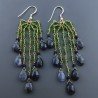 Orecchini Pioggia A Nodo Orafo Dorato Con Zircone Verde E Iolite Goccia Sfaccettato Briolette A Mano
