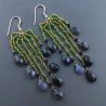 Orecchini Pioggia A Nodo Orafo Dorato Con Zircone Verde E Iolite Goccia Sfaccettato Briolette A Mano