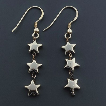 Orecchini A Nodo Orafo Dorato Con Ematite Dorato Forma Stella A Mano