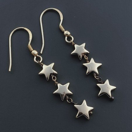 Orecchini A Nodo Orafo Dorato Con Ematite Dorato Forma Stella A Mano