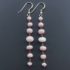 Orecchini In Argento 925 Gradazione A Nodo Orafo Dorato Con Opale Rosa Rondelle Sfaccettato A Mano