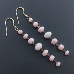 Orecchini In Argento 925 Gradazione A Nodo Orafo Dorato Con Opale Rosa Rondelle Sfaccettato A Mano