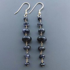 Orecchini In Argento 925 Gradazione A Nodo Orafo Dorato Con Iolite Naturale Rondelle Sfaccettato A Mano