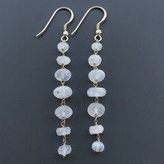 Orecchini In Argento 925 Gradazione A Nodo Orafo Dorato Con Labradorite Bianca Rondelle Sfaccettato A Mano