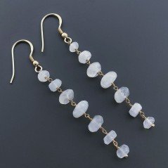 Orecchini In Argento 925 Gradazione A Nodo Orafo Dorato Con Labradorite Bianca Rondelle Sfaccettato A Mano