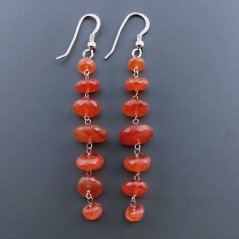 Orecchini In Argento 925 Gradazione A Nodo Orafo Oro Rosa Con Corniola Rossa Rondelle Sfaccettato A Mano