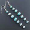 Orecchini In Argento 925 Gradazione A Nodo Orafo Dorato Con Opale Azzurro Celeste Rondelle Sfaccettato A Mano