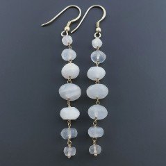 Orecchini In Argento 925 Gradazione A Nodo Orafo Dorato Con Pietra Di Luna (Adularia) Rondelle Sfaccettato A Mano