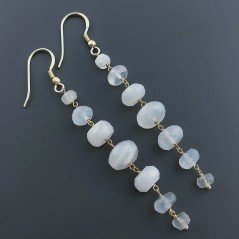 Orecchini In Argento 925 Gradazione A Nodo Orafo Dorato Con Pietra Di Luna (Adularia) Rondelle Sfaccettato A Mano