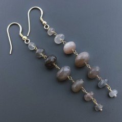 Orecchini In Argento 925 Gradazione A Nodo Orafo Dorato Con Pietra Di Luna Chocolate Rondelle Sfaccettato A Mano