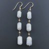 Orecchini In Argento 925 A Nodo Orafo Dorato Con Labradorite Bianca Tubetti Sfaccettato A Mano