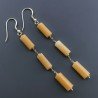 Orecchini In Argento 925 A Nodo Orafo Dorato Con Calcite Gialla Tubetti Sfaccettato A Mano
