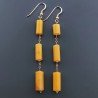 Orecchini In Argento 925 A Nodo Orafo Oro Rosa Con Calcite Gialla Tubetti Sfaccettato A Mano