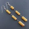 Orecchini In Argento 925 A Nodo Orafo Oro Rosa Con Calcite Gialla Tubetti Sfaccettato A Mano