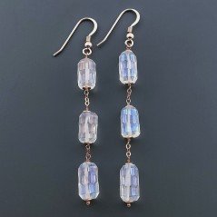 Orecchini In Argento 925 A Nodo Oro Rosa Con Cristallo Di Rocca Diamantata Mistico Tubetti Sfaccettato A Mano
