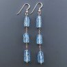 Orecchini In Argento 925 A Nodo Orafo Oro Rosa Con Cristallo Di Rocca Diamantata Azzurro Tubetti Sfaccettato A Mano