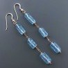 Orecchini In Argento 925 A Nodo Orafo Oro Rosa Con Cristallo Di Rocca Diamantata Azzurro Tubetti Sfaccettato A Mano