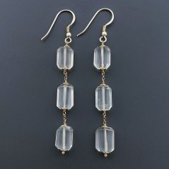 Orecchini In Argento 925 A Nodo Orafo Dorato Con Quarzo Limone Milky Tubetti Sfaccettato A Mano