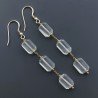 Orecchini In Argento 925 A Nodo Orafo Dorato Con Quarzo Limone Milky Tubetti Sfaccettato A Mano